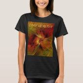 T-shirt Abstrait Rouge Orange Brown Vert Fractal Art Flowe (Devant)