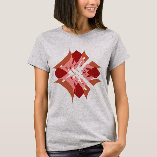 T-shirt Abstrait Rouge Tan rose Diamond Floral Pop Art Loo (Devant)