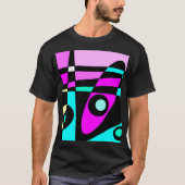 T-shirt Abstrait Surf Turquoise Hot rose jaune noir (Devant)