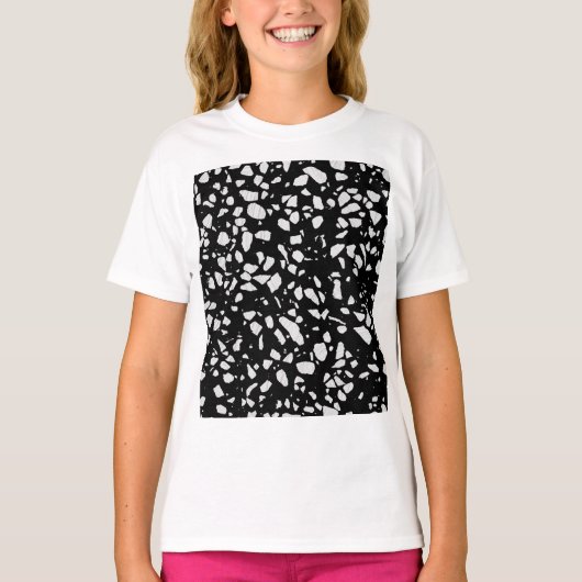 T-shirt Abstrait Terrazzo Mosaic Motif noir et blanc (Devant)