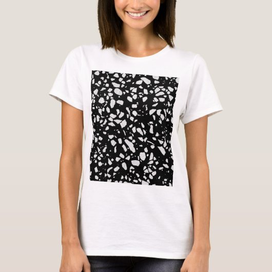 T-shirt Abstrait Terrazzo Mosaic Motif noir et blanc (Devant)