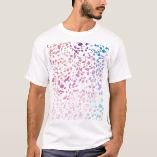 T-shirt Abstrait Terrazzo Mosaic rose et Motif bleu