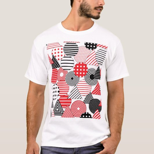 T-shirt Abstrait vintage : points et bandes (Devant)