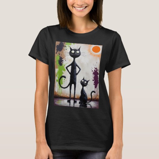 T-shirt Abstraite chemise surréelle - Feline artistique Te (Devant)