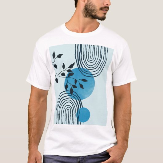 T-shirt Abstraite feuille tropicale contemporaine du milie (Devant)