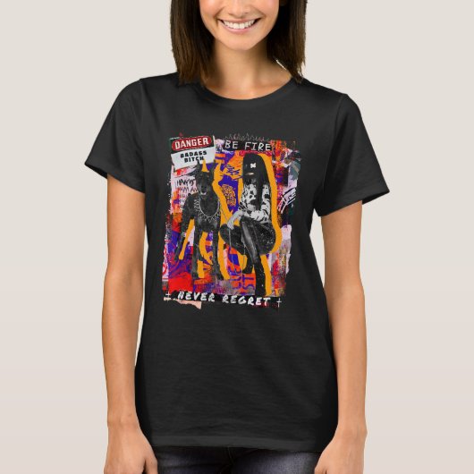 T-shirt Abstraite fille Doberman Villes Style Collagen Reb (Devant)