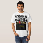 T-shirt Abstraite Fleur Zèbre Rouge Noir Blanc Or         (Devant entier)