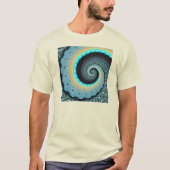 T-shirt Abstraite spirale d'art fractal bleu turquoise ora (Devant)