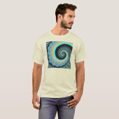 T-shirt Abstraite spirale d'art fractal bleu turquoise ora (Devant entier)