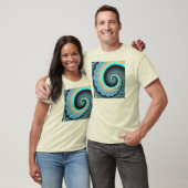 T-shirt Abstraite spirale d'art fractal bleu turquoise ora (Unisexe)