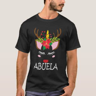 T-shirt Abuela Unicorn Visage Reindeer Fleur de Noël