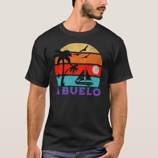 T-shirt Abuelo Retro Sunset Ocean Grand-père (Devant)