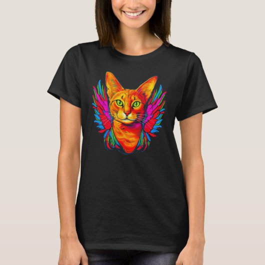 T-shirt Abyssinian Cat Angel Wings (Devant)