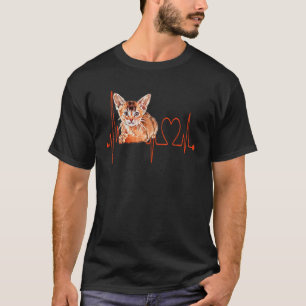 T-shirt Abyssinian Chat Heartbeat EKG I Love My Aby Chat