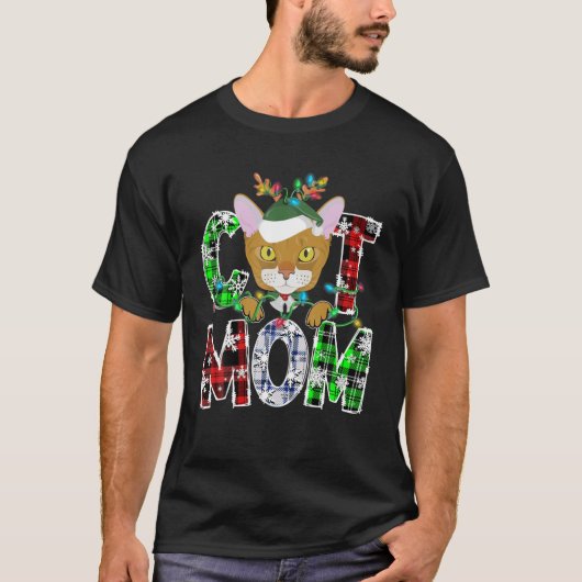 T-shirt Abyssinian Chat Maman Lights Jeu de Noël Pajama Re (Devant)