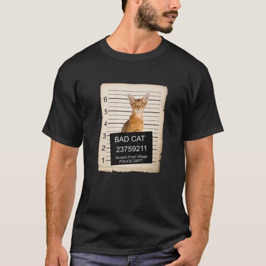 T-shirt Abyssinian Chat Mug Tiré Mauvais Chat (Devant)