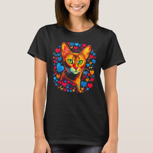 T-shirt Abyssinian Chat Rouge bleu (Devant)
