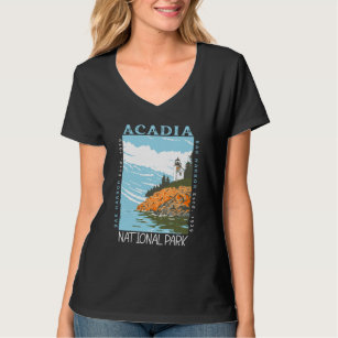T-shirt Acadia National Park Bar Harbour Lighthouse Vintag
