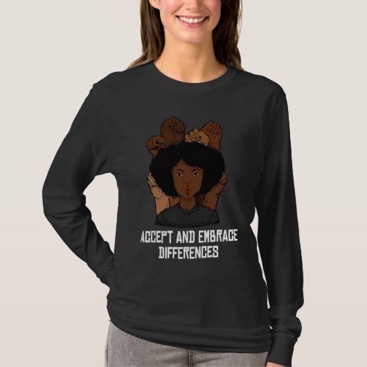 T-shirt Accept And Embrace Differences Curly Afro Melanin (Devant)