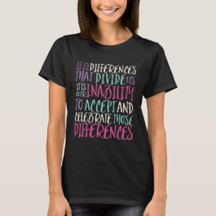 T-shirt Accepter Célébrer les différences Citation Inspira