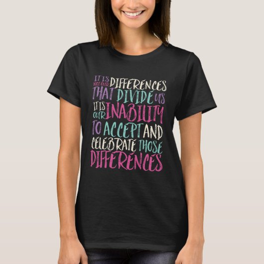 T-shirt Accepter Célébrer les différences Citation Inspira (Devant)