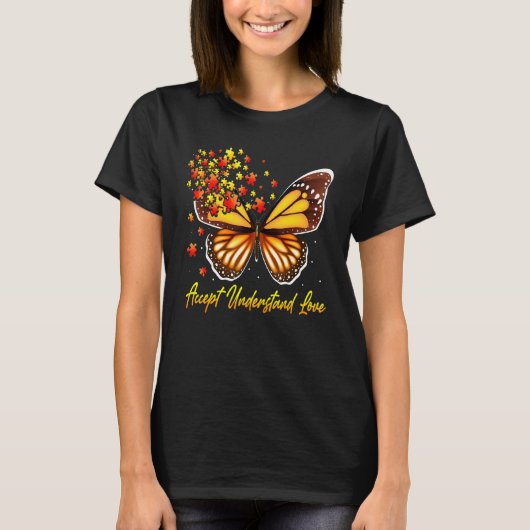 T-shirt Accepter Comprendre Amour Papillon Sensibilisation (Devant)