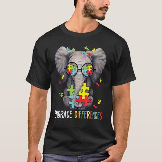 T-shirt Accepter les différences Éléphant drôle Autisme Se (Devant)