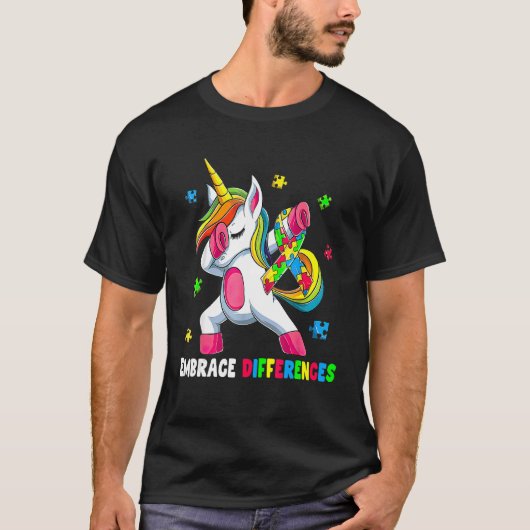 T-shirt Accepter les différences Unicorn Embrace ADHD Auti (Devant)