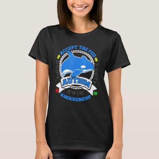 T-shirt Accepter Pod Blue Orca Sensibilisation sur l'autis (Devant)