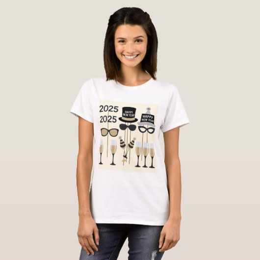 T-shirt accessoires de fête 2025 (Devant entier)