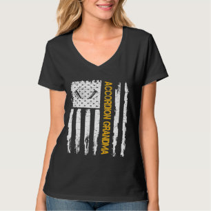 T-shirt Accordéon du drapeau américain vintage Grandma Sil