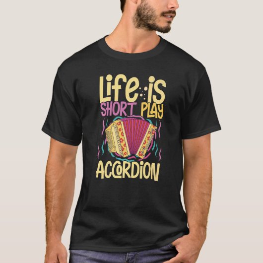 T-shirt Accordion Music Instrument Player Débutant Leçon (Devant)