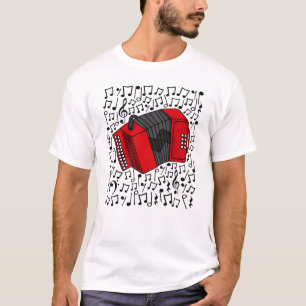 T-shirt Accordion Musical Notes Accordioniste Folk Musicia