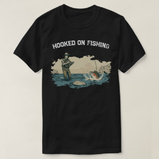 T-shirt Accro à la pêche Scène de pêcheur extérieur vintag
