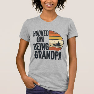T-shirt Accro au fait d'être grand-père pêche rétro vecteu