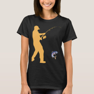 T-shirt Accro au pêche – Silhouette de pêcheur avec truite