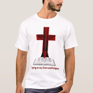 T-shirt Accrochage à mes armes à feu et religion
