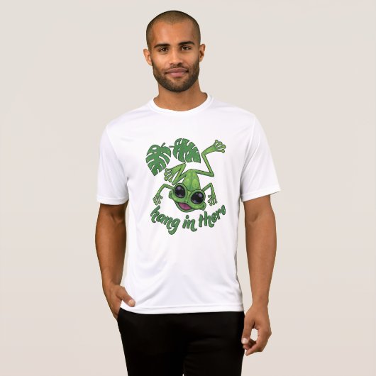 T-shirt Accrochez-Vous Là, Heureuse Grenouille D'Arbre Ver (Devant entier)