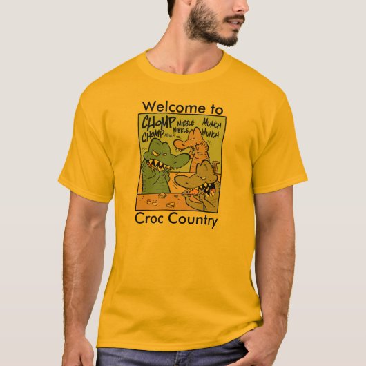 T-shirt Accueil à la bande dessinée de crocodile de pays (Devant)
