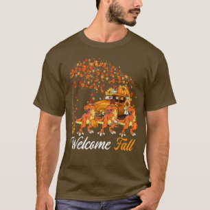 T-shirt Accueil Automne Trois TRe Dinosaures Citrouille ra