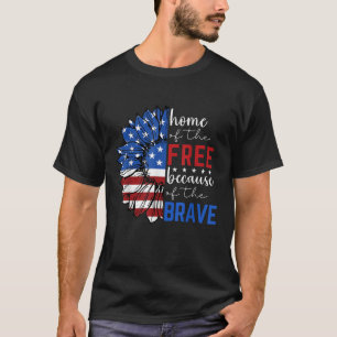 T-shirt Accueil Du Libre À Cause Du Brave Drapeau Américai