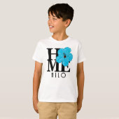 T-shirt ACCUEIL Hilo Hawaii Hibiscus bleu (Devant entier)