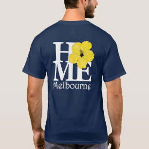 T-shirt ACCUEIL Melbourne Yellow Hibiscus (Imprimer de ret