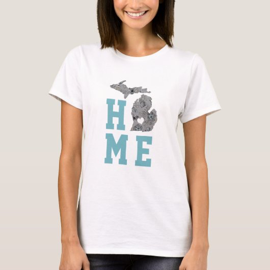T-shirt Accueil Michigan Grey Blue Poppies (Devant)