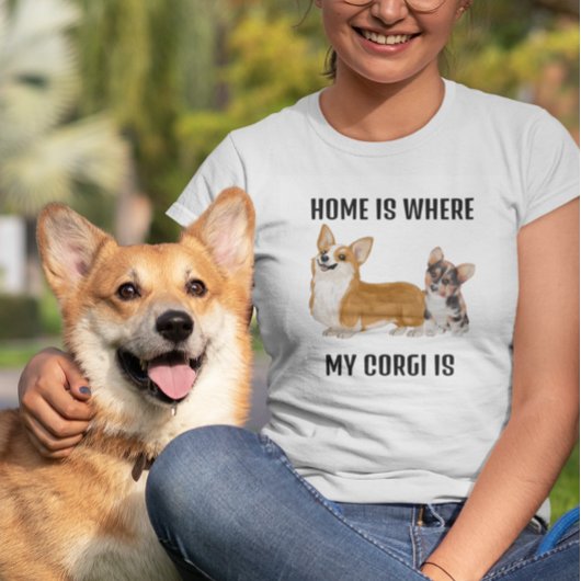 T-shirt Accueil où mon Corgi est chien