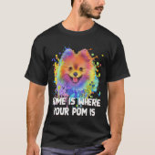 T-shirt Accueil Où Votre Pom Est Poméranien Chien Maman Po (Devant)