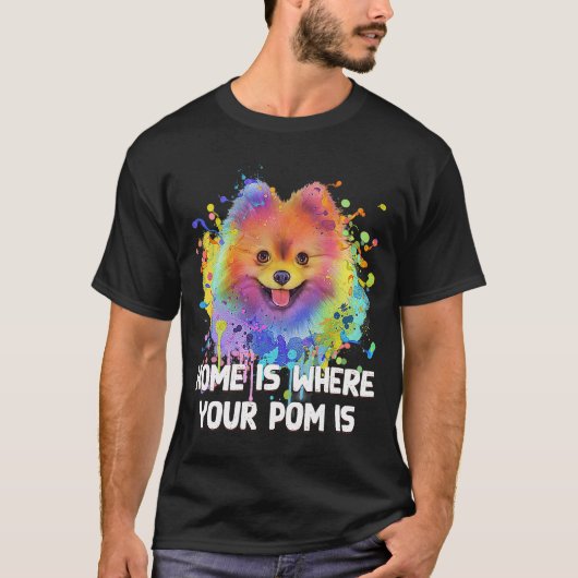 T-shirt Accueil Où Votre Pom Est Poméranien Chien Maman Po (Devant)