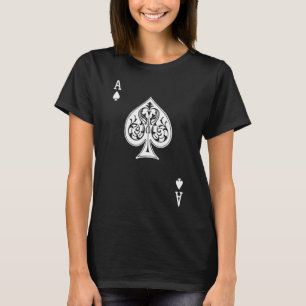 T-shirt Ace Blanche De Pique Jouer Carte Joueur Spadille