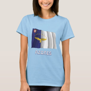T-shirt Açores brandissant un drapeau avec nom