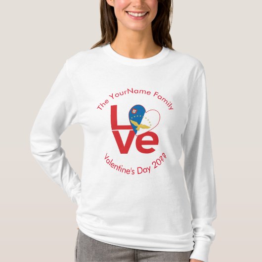 T-shirt Açores Red LOVE Drapeau personnalisé (Devant)